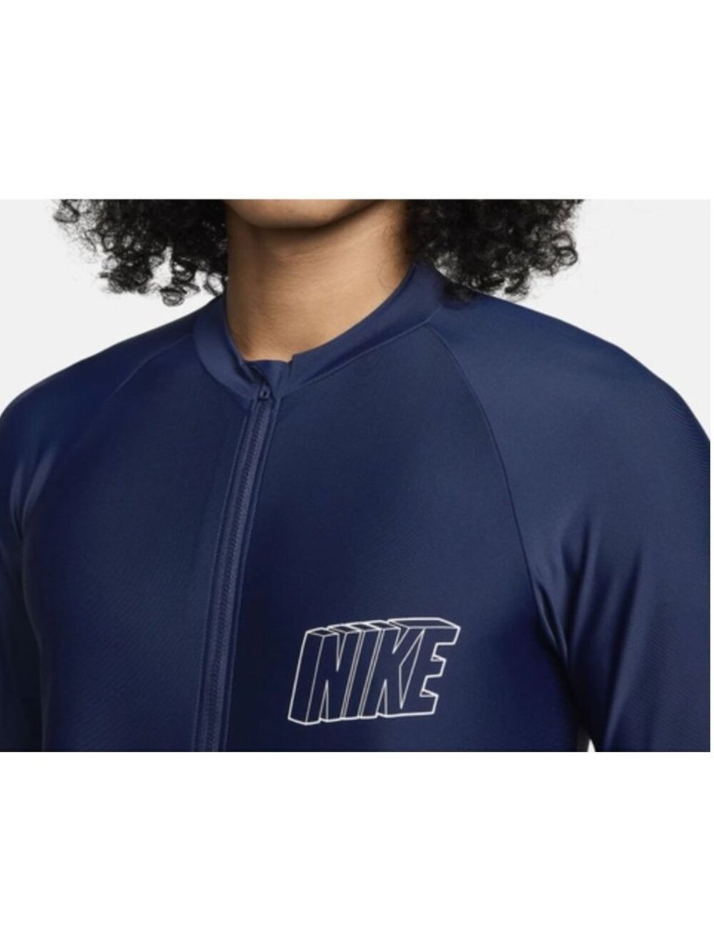 Nike Swim Long Sleeve Zip Hydroguard UPF40+ Rash Guard NESSE556-440 Men's S NEW - Picture 5 of 8